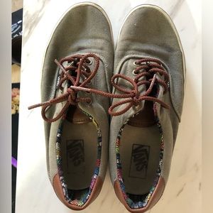 Vans Era 59 Flannel Skate Shoe Charcoal Gray With Brown Leather